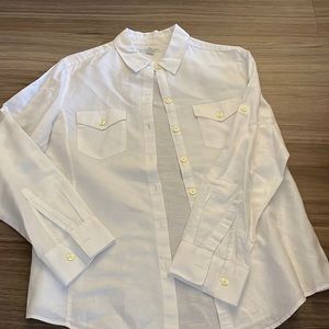 Banana Republic white petite small blouse safari style linen